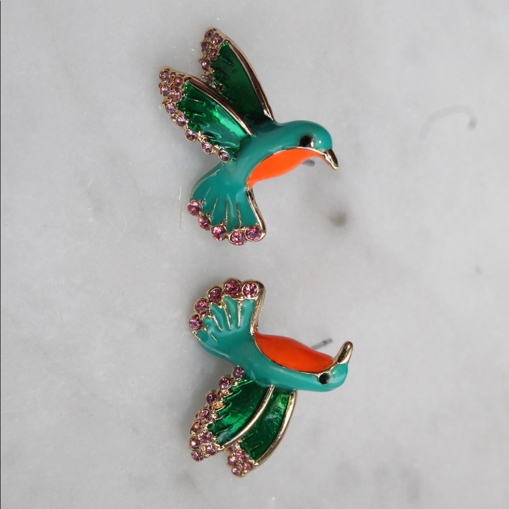 S925 Silver Hummingbird Stud Earrings - Picture 3 of 3